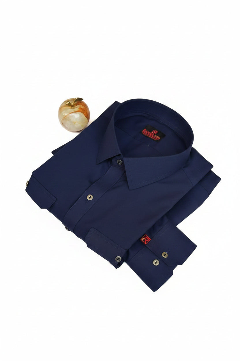 Navy blue double pocket men's shalwar kameez, Wash & Wear fabric