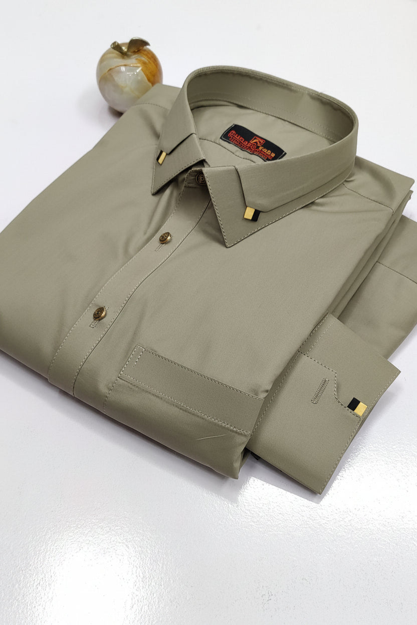 Greenish grey men's shalwar kameez design, Wash & Wear fabric