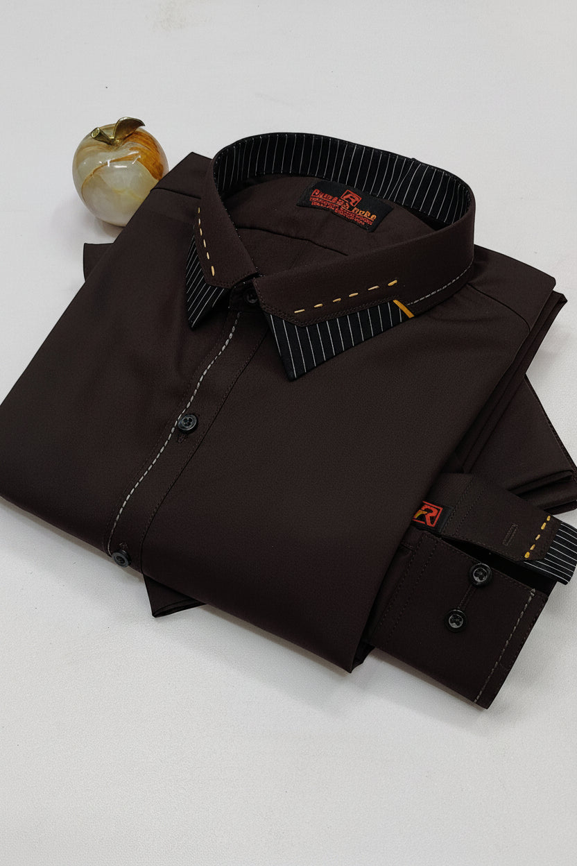 Dark brown men's shalwar kameez, Wash & Wear fabric