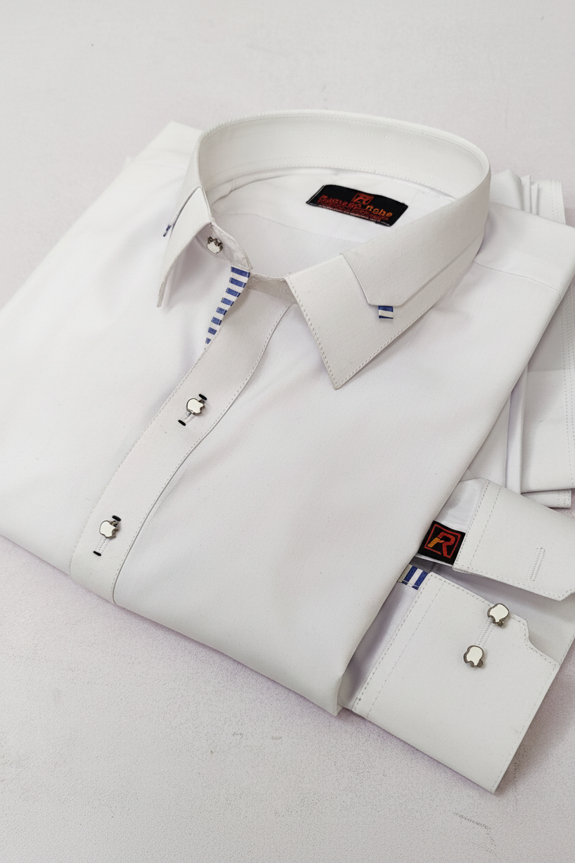 White Double Collar Shalwar Kameez - Refined
