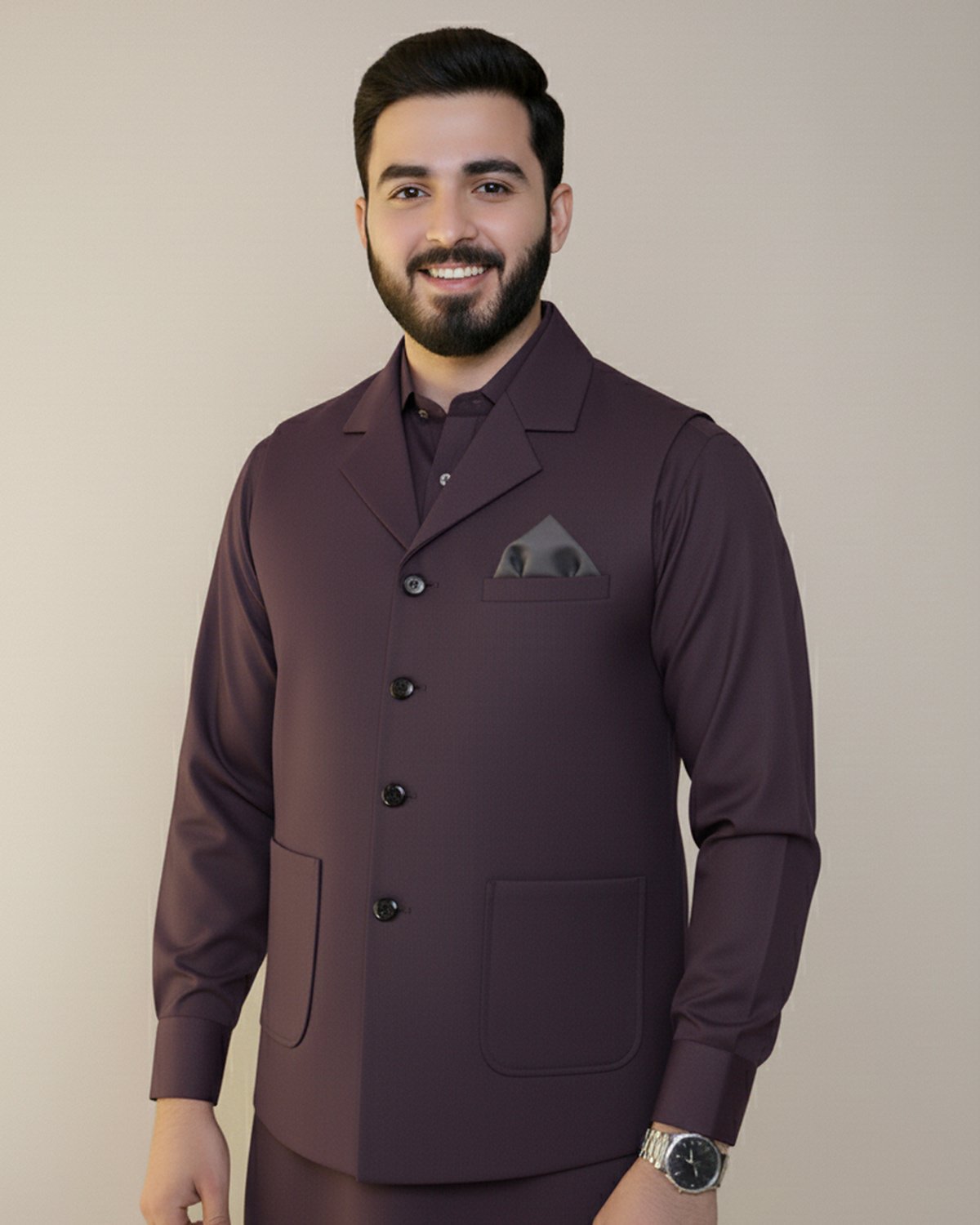 01-front Plum Classic Three Piece – front