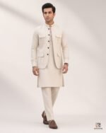 Cream signature three-piece suit full body – Rumaan Robe
