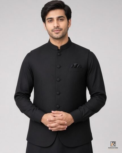 Black Signature Three Piece studio front – Rumaan Robe
