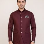 Maroon Signature Three Piece studio view 1 – Rumaan Robe