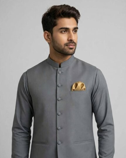Grey Bespoke Three Piece – close-up
