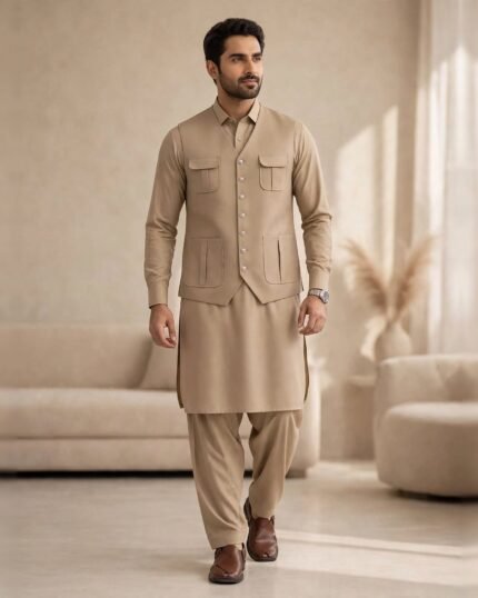 Khaki Bespoke Three Piece – lounge