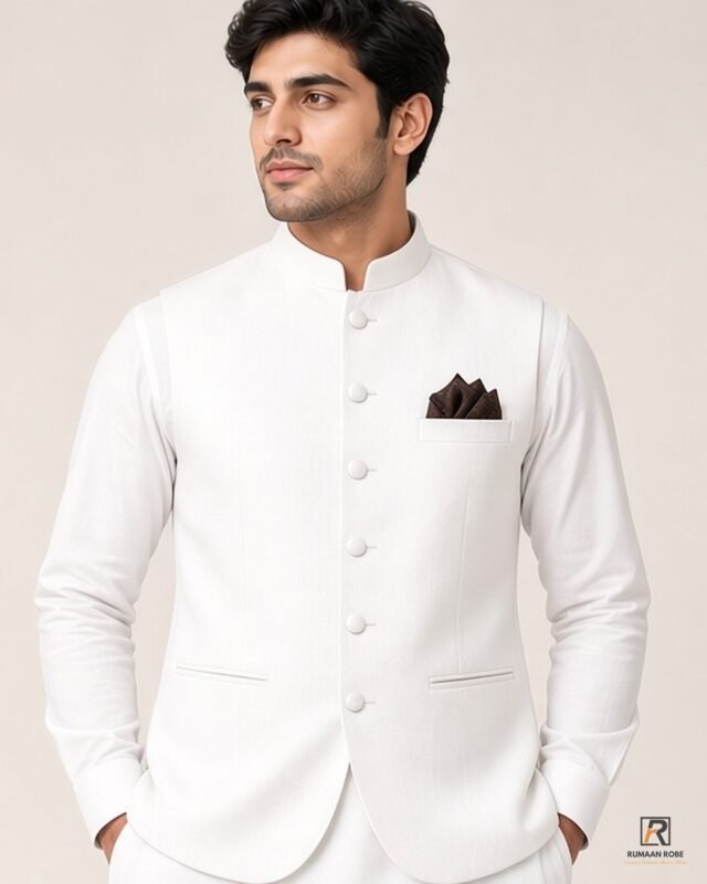 White Signature Three Piece three-quarter – Rumaan Robe