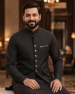 Black Bespoke Three Piece – seated