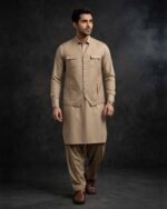 Khaki Bespoke Three Piece – dark studio