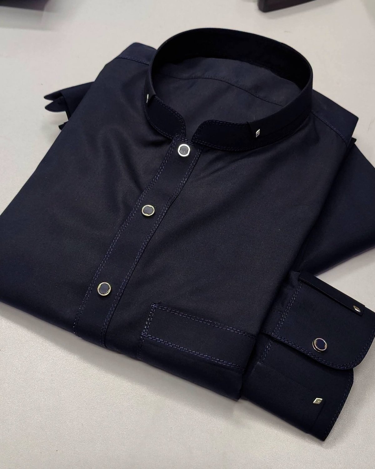 1-folded Midnight Navy Signature Kameez Shalwar – front