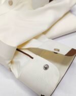 Cream Brown-Trim Signature Kameez Shalwar – open cuff detail