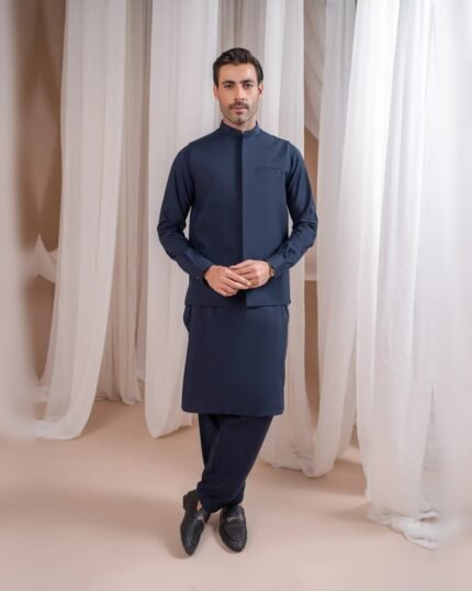 Navy Blue Bespoke Three Piece – front