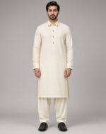 Cream Boski Bespoke Kameez Shalwar