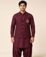 Classic Burgundy Three-Piece Waistcoat Set