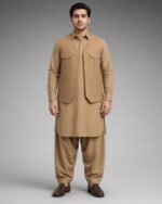 Classic Camel Three-Piece Waistcoat Set