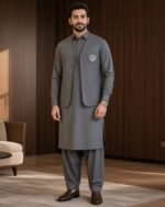 Classic Charcoal Grey Three-Piece Waistcoat Set | Rumaan Robe - Image 5