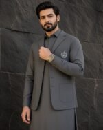 Classic Charcoal Grey Three-Piece Waistcoat Set | Rumaan Robe - Image 3