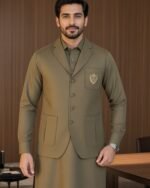 Classic Olive Three-Piece Waistcoat Set | Rumaan Robe - Image 5