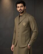 Classic Olive Three-Piece Waistcoat Set | Rumaan Robe - Image 3