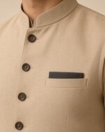 Classic Sand Tan Three-Piece Waistcoat Set - Image 4
