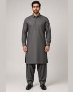 Charcoal Grey Signature Kameez Shalwar