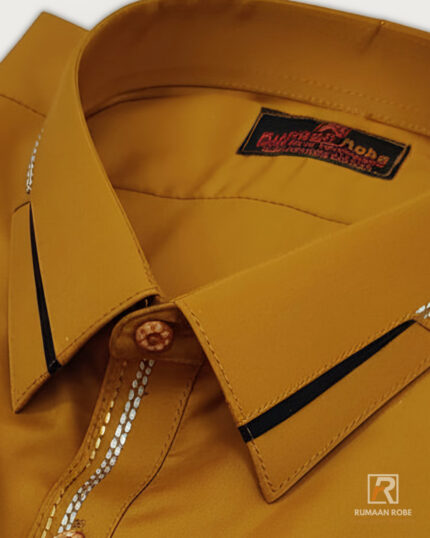 Mustard Classic Kameez Shalwar collar