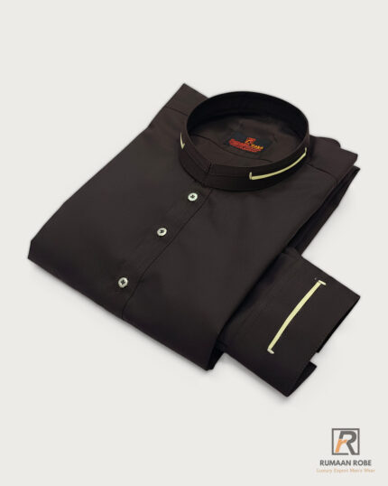Chocolate brown Classic kameez shalwar folded