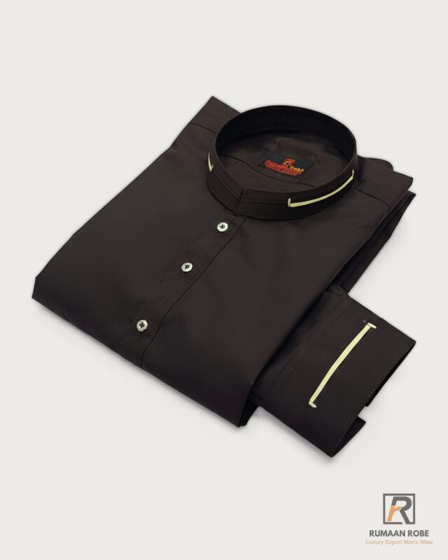 Chocolate brown Classic kameez shalwar folded