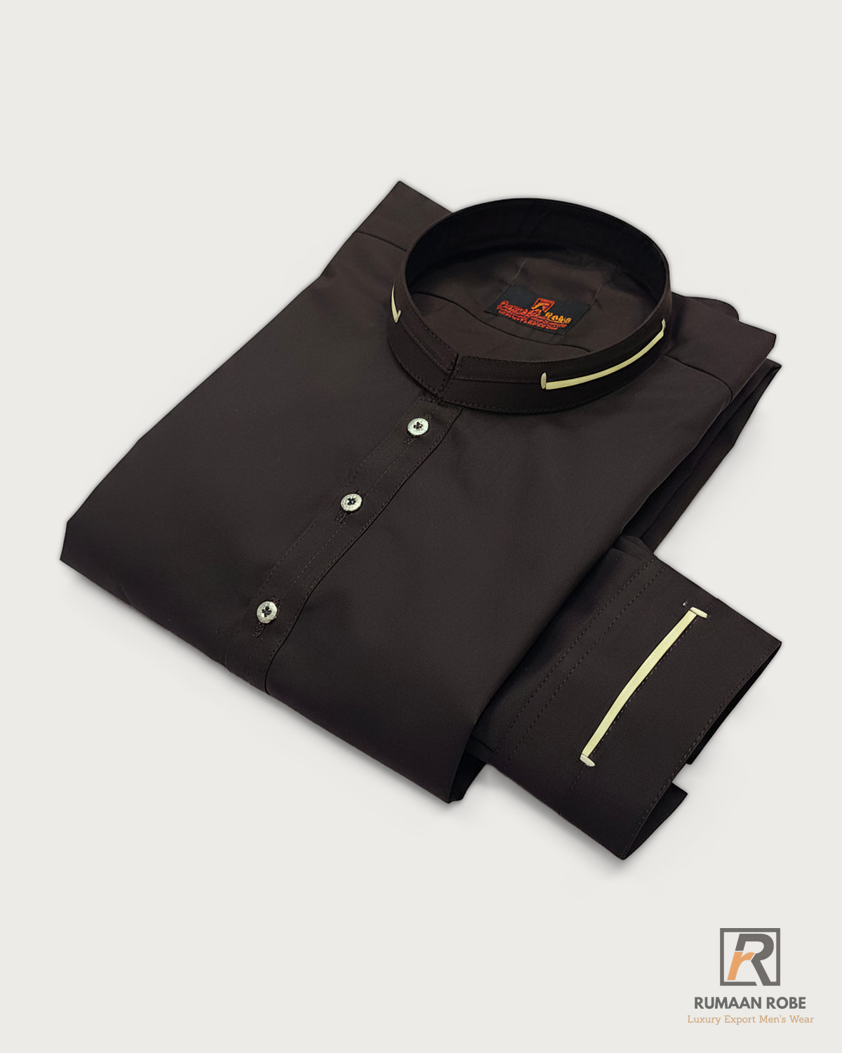 rr-classic-brown-ks-01-folded Chocolate brown Classic kameez shalwar folded
