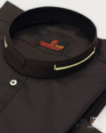 Chocolate brown Classic kameez shalwar collar with cream piping