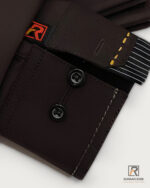 Dark Brown Pinstripe-Collar Classic Kameez Shalwar cuff