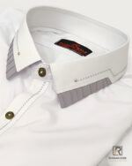 White Grey-Accent Classic Kameez Shalwar collar