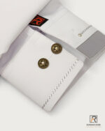 White Grey-Accent Classic Kameez Shalwar cuff