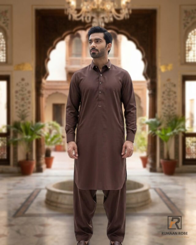 Chocolate Brown Signature Kameez Shalwar – front