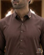 Chocolate Brown Signature Kameez Shalwar – close-up